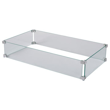 Tempered Glass Wind Guard For Rectangular Fire Pits