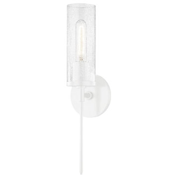 Olivia 1-Light Wall Sconce Soft White Crackle Clear Glass