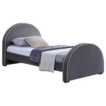 Brody Velvet Upholstered  Bed, Gray, Twin