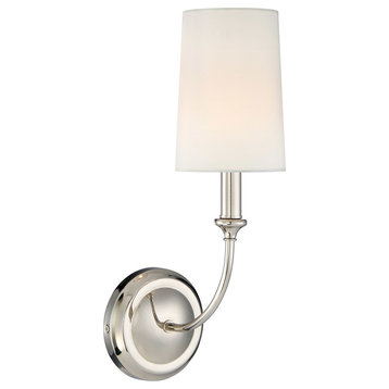 Sylvan 1 Light Sconce in Polished Nickel with White Silk