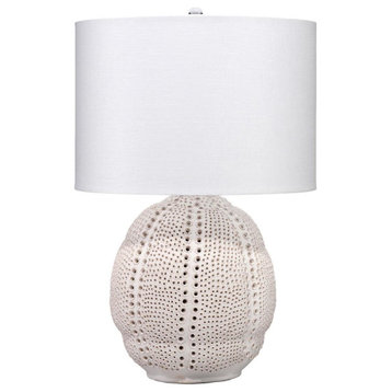 Elegant Pierced White Porcelain Table Lamp 25 in Abstract Modern Coral Organic