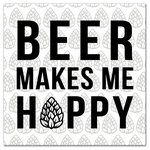 DDCG - Beer Makes Me Hoppy Canvas Wall Art, 16"x16" - Add a little humor to your walls with the Beer Makes Me Hoppy Canvas Wall Art. This premium gallery wrapped canvas features a black typography design on a hops pattern background that reads "Beer Makes Me Hoppy". The wall art is printed on professional grade tightly woven canvas with a durable construction, finished backing, and is built ready to hang. The result is a funny piece of wall art that is perfect for your bar, kitchen, gallery wall or above your bar cart. This piece makes a great gift for any craft beer drinker or pun enthusiast.