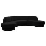 Meridian Furniture - Rosa Velvet Upholstered 3-Piece Sectional, Black - Seat the gang for comfort and style with this Rosa velvet three-piece sectional. Soft black velvet upholstery makes this sectional super svelte and sleek to the touch, lending it a modish feel that's well at home in contemporary settings. The chic shape of this sectional makes it an instant eye-catcher in your space, with a rolled back cushion for undeniable comfort.