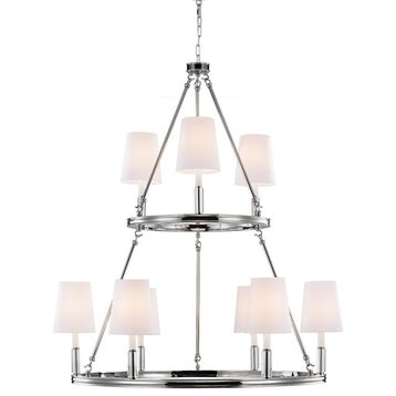 Feiss 9-Light Lismore Chandelier, Polished Nickel