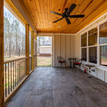 Mulled window unit allows views to the porch and backyard