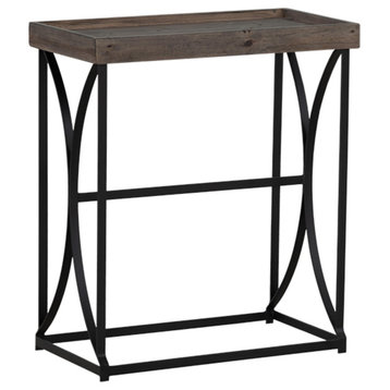 Cortesi Home Luxe Console Table in Reclaimed Wood and Black Steel, Brown 24"