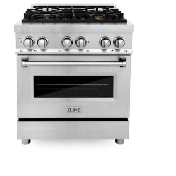 ZLINE 30" Dual Fuel Range, Stainless Steel With Brass Burners RA-BR-30