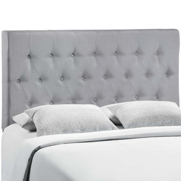 Clique Full Tufted Upholstered Fabric Headboard, Sky Gray