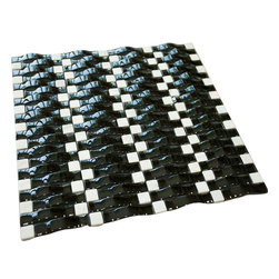 Black Glossy 3D Sea Wave Glass Mosaic Tiles - Home Accessories & Decor