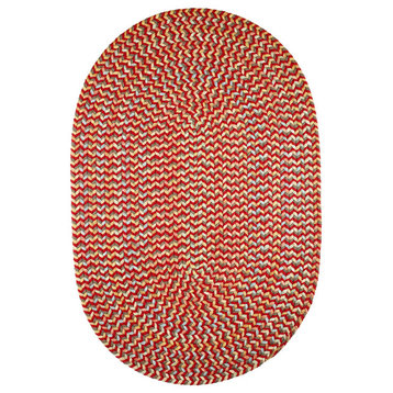 Confetti Bright and Bold 5, Carrier Braided Rug Brilliant Red 10'x13' Oval