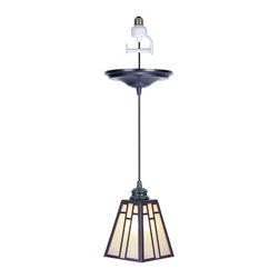 Brushed Bronze Finish with Amber Glass and Bronze Cage Overlay Instant Pendant L - Pendant Lighting