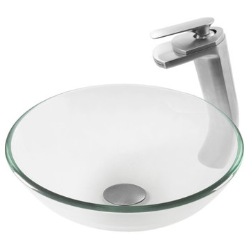 Bonificare Glass Vessel Sink Set, Brushed Nickel