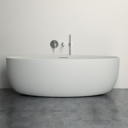 Lusso Stone Morini Stone Resin Solid Surface Freestanding Bath 1700 Pale Grey Qu - Products