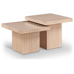 Meridian Furniture - Spencer Oak Veneer Coffee Table, Natural, 15" and 18" H, 2 Piece - Indulge in the allure of the Natural Oak Veneer Spencer Modular Coffee Table by Meridian Furniture. Its captivating design and luxurious Natural Oak Veneer elevate any space with effortless elegance. Crafted with precision and durability in mind, this stunning piece becomes the focal point of gatherings, fostering moments of connection and warmth. Embrace sophistication and style with the Spencer Modular Coffee Table, a testament to exquisite taste and timeless beauty.