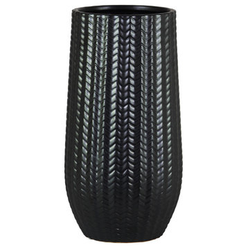 Urban Trends Ceramic Round Vase With Black Finish