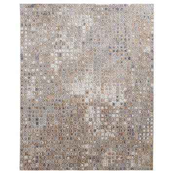 Weave & Wander Corben Contemporary Mosaic Rug, Silver Gray/Brown, 7'10"x9'6"