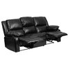 Flash Furniture Harmony Leathersoft Upholstered Reclining Sofa in Black