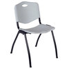 Kobe 30" Square Breakroom Table, Gray and 4 'M' Stack Chairs, Gray