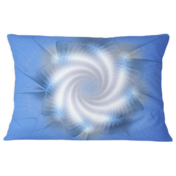 White and Blue Fractal Star Flower Floral Throw Pillow, 12"x20"