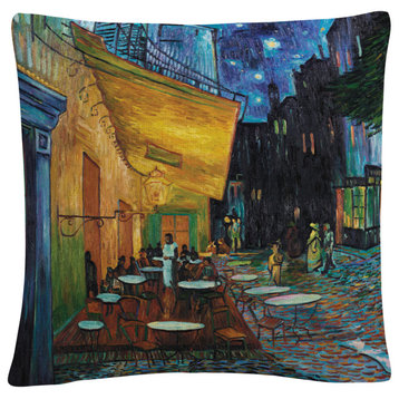 Vincent van Gogh 'Cafe Terrace' Decorative Throw Pillow