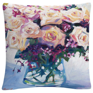 David Lloyd 'Roses, Glass' Decorative Throw Pillow