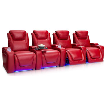 Seatcraft Equinox Home Theater Seating, Red, Row of 4