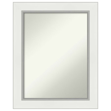 Eva White Silver Non-Beveled Bathroom Wall Mirror - 23.5 x 29.5 in.