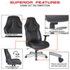 Big & Tall Bonded Leather Gaming Chair, Padded Flip Arms and Black Metal Base