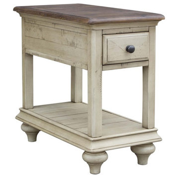 Bowery Hill Transitional Wood Narrow End Table in Cream Puff/Walnut Brown/Black