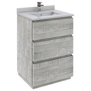Fresca Stella 24" Single Bathroom Cabinet w/ Top & Sink in Ash Gray