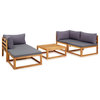 vidaXL 5-Piece Garden Lounge Set With Cushions Solid Acacia Wood