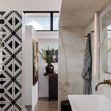 Artistic Modern Bathroom with Geometric Tile