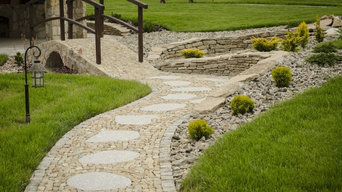 Natural granite paving
