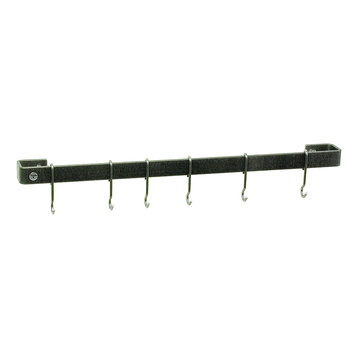 Enclume 18" Wall Rack Utensil Bar With 6 Hooks, Hammered Steel