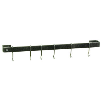 Handcrafted 18" Wall Rack Utensil Bar w 6 Hooks, Hammered Steel