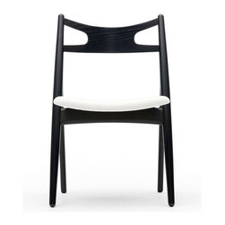 Wegner CH29 Sawbuck Chair - Black/White leather - Dining Chairs