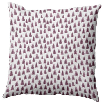 Christmas Trees Pattern Indoor/Outdoor Throw Pillow, Passion Flower, 18"x18"