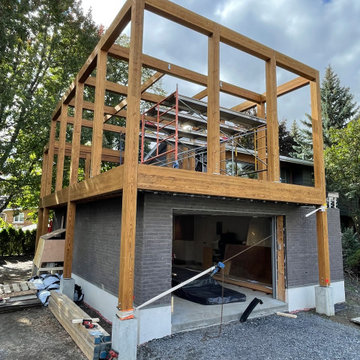Extension de garage avec véranda au dessus