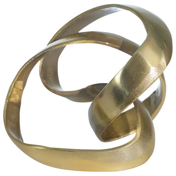 Aluminum Knot Sculpture, 7", Gold