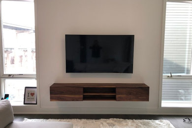 Floating TV Console with 2 Felt Lined Drawers and Middle Storage