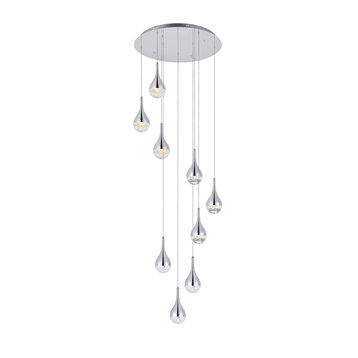 Amherst Collection LED 9-Light Chandelier, Chrome With Clear Glass