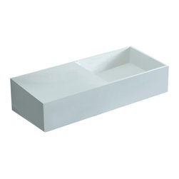 ADM Bathroom Design - ADM Rectangular Wall Mounted Sink, White, 30", On-Right - Bathroom Sinks