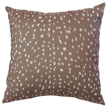 Deer Print Decorative Pillow, 16x16, Mocha