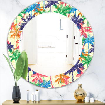 Designart Tropical Mood Foliage 3 Bohemian Frameless Oval Or Round Wall Mirror