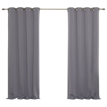 Flame Retardant Thermal Insulated Blackout Curtain, Grey, 52"x84"