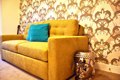 Example of a trendy home office design in Denver