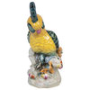 Beautiful Yellow Cockatoo Porcelain Figurine On Perch 10"