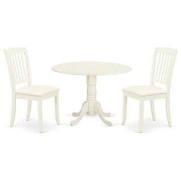 Atlin Designs Wood Dining Set with Linen Seat in Linen White