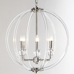 Lucite Silver Six-Light Pendant - Chandeliers