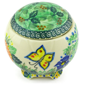 Polmedia Polish Pottery 4" Stoneware Soccer Ball Jar